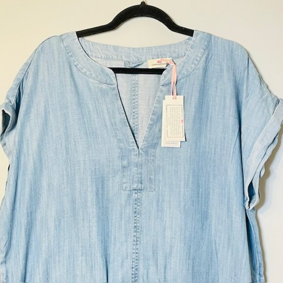 Vineyard Vines Chambray Short Sleeve Popover Tunic Shirt Dress NEW NWT XL - Picture 3 of 6
